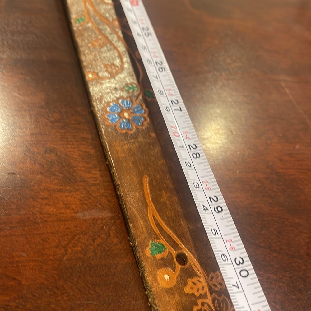 Vintage Leather Floral Tooled Belt with solid brass buckle - Picture 8 of 15